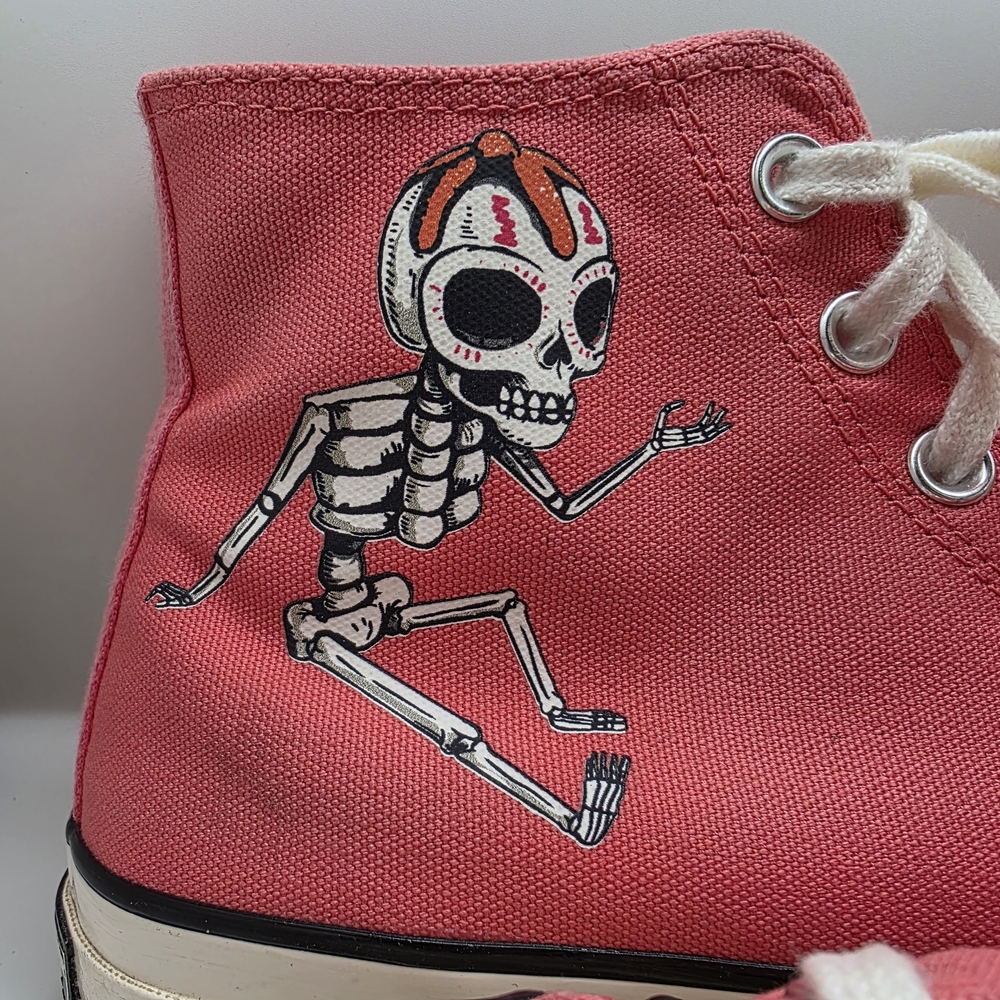 Pink High-Top Sneakers with Skeleton Design - Picture 3 of 8